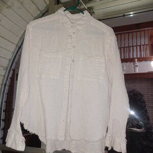 Urban Outfitters Women's Button-Up Blouse Small Beige